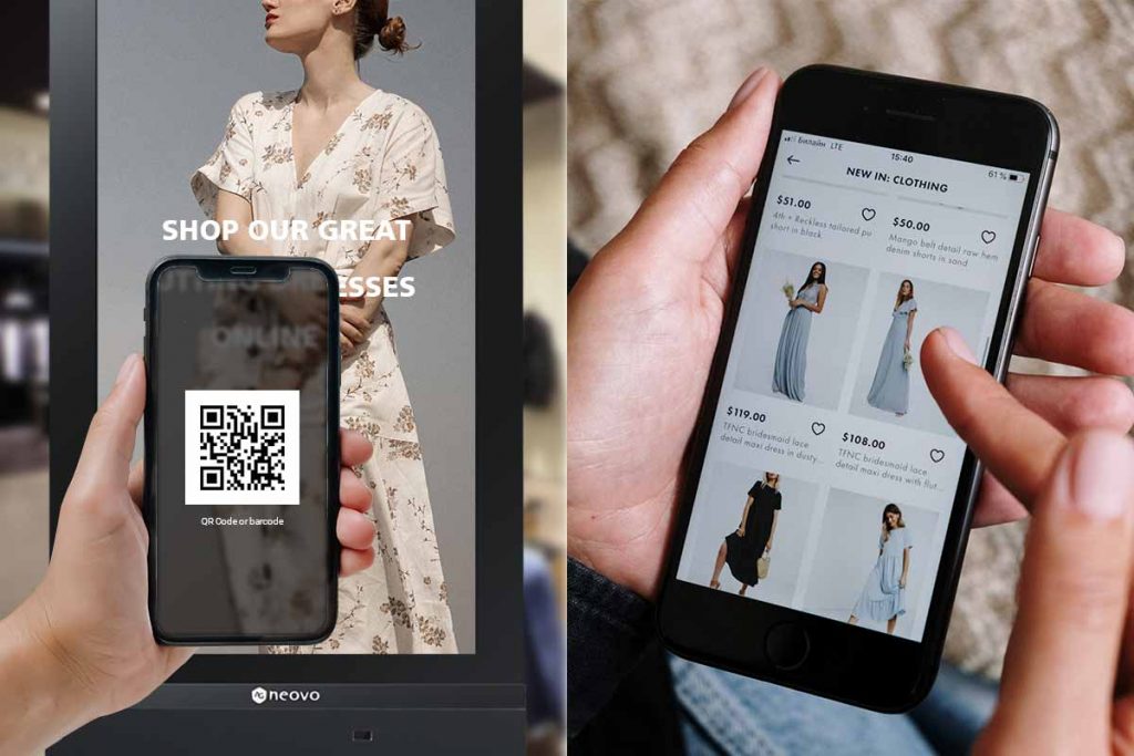 Scanning QR Code on retail digital signage