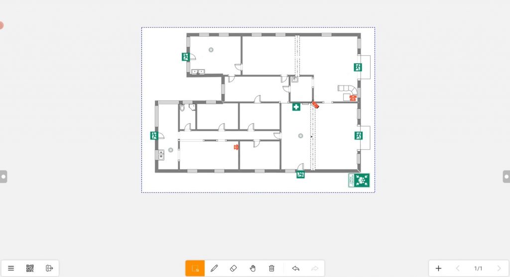 an evacuation route map on Meetboard app