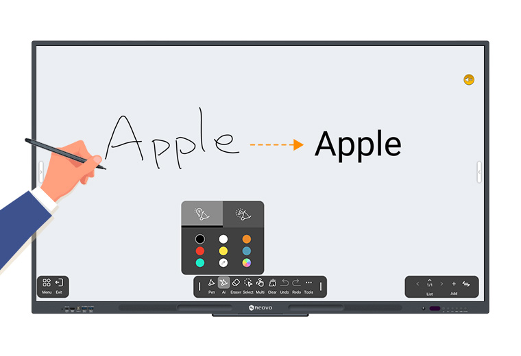 AG Neovo Meetboard 4 Smart Board AI Handwriting Recognition